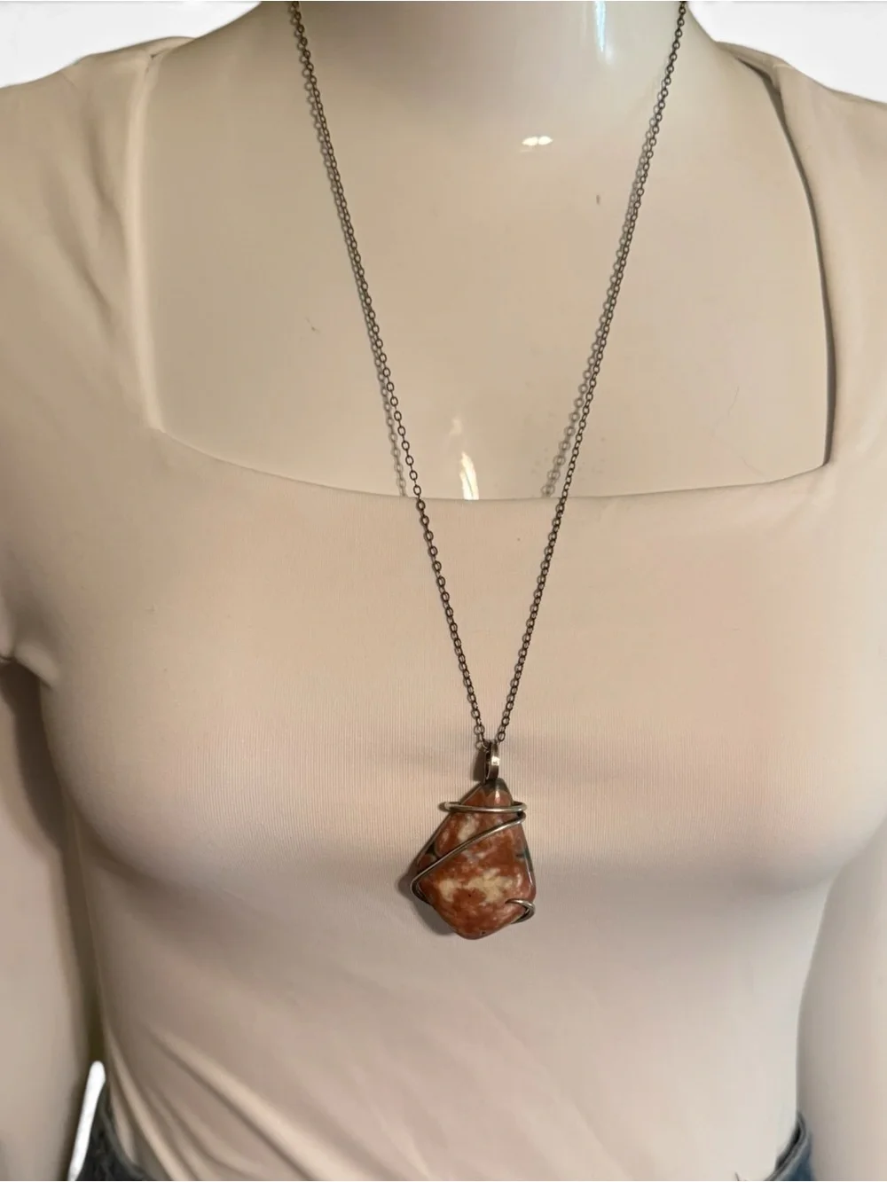 Madagascar Ocean Jasper Red Orbicular Sterling Silver Artisan Pendant Necklace